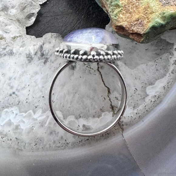 Sterling Southwestern Style Teardrop Purple Rainbow Moonstone Ring S 8 For Women - Picture 8 of 10